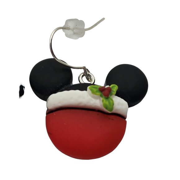 Mickey Mouse Christmas Bow Holiday Earrings - Picture 2 of 4
